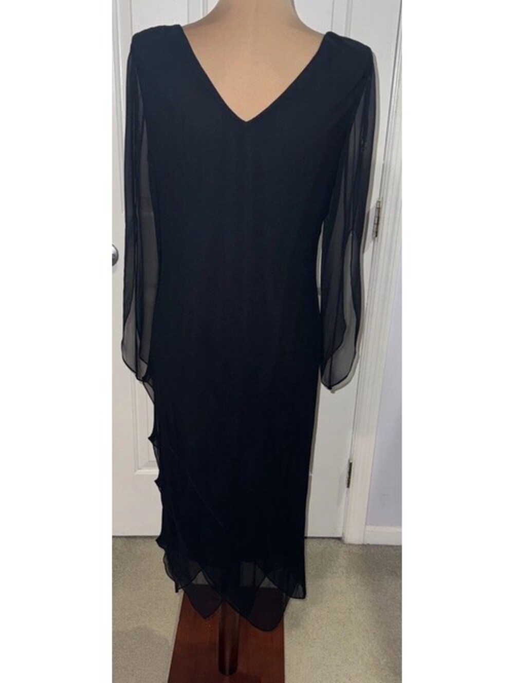Vintage Cattiva New York 100% Silk Dress Women's size 10 Black Sheer